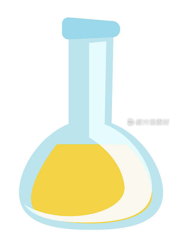 Glass laboratory flask vector cartoon illustration